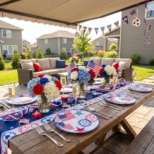 I00000 20 Red and Blue Plastic Soccer Plates, Disposable Plates for Party - Image 6