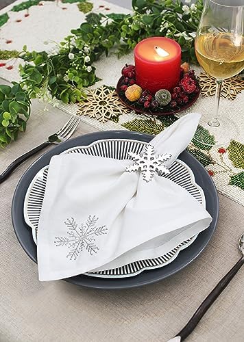 COTTON CRAFT Snowflake Napkin Rings - Set of 8 Silver Christmas Napkin Ring - Image 6