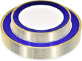 50 Piece Disposable Plates - Heavy Duty Plastic Dinnerware for Wedding Birthday Party Holiday Baby Shower - Includes 25 Dinner Plates and 25 Dessert Plates (Blue and Gold) by StockYourHome