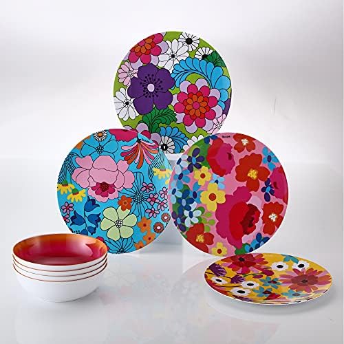 French Bull Assorted Plates - 4 Piece Set - 11 inch Melamine Dinner Plate Set - Melamine Dinnerware for Indoor and Outdoor - Assorted Garden Floral - Image 3