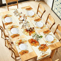 ANNA QUEEN Fall Floral Table Runner and Placemats Set of 6, 13"x72" Table Runner with 12"x18" Placemats, Autumn Flowers Dining Decor for Kitchen, Farmhouse, Thanksgiving Table Setting by ANNAQUEEN