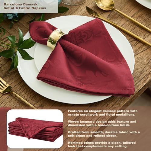 Newbridge Barcelona Damask Fabric Tablecloth, 60 x 84 Inch Rectangle, Burgundy – No Iron, Soil Resistant Table Cover for Dining, Parties and Holidays - Image 5