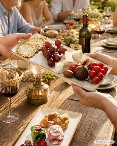 Famiware Serving Platters for Food, 14.09" x 7.48",2-Pack, Vanilla White - Image 5