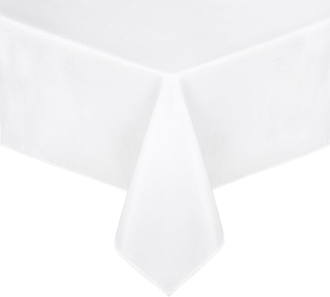 JIUZHEN Square Table Cloth Faux Linen Farmhouse Tablecloth Wrinkle & Stain Resistant Table Cover for Kitchen Dining, Holiday Party Dinner, White, 70 x 70 Inch