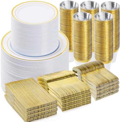BESTVIP 900PCS Gold Dinnerware Set for 150 Guests, by Bestvip