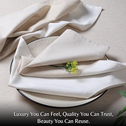 Beige Cotton Cloth Napkins Set of 12, 18x18 Inch - Image 2