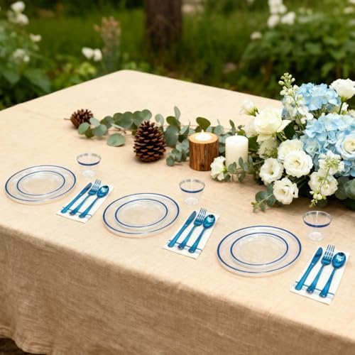 AIRE Blue Gold Plastic Plates Set, 350PCS Disposable Tableware for 50 - Image 6
