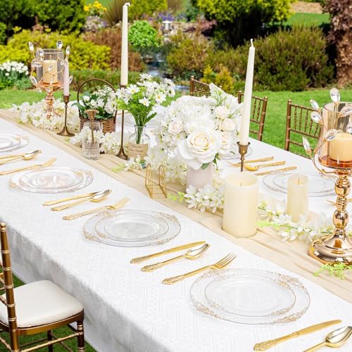 125PCS Clear and Gold Plastic Plates for Wedding and Party - Image 6