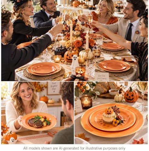 BESTVIP 100PCS Orange with Gold Plastic Plate - Image 3