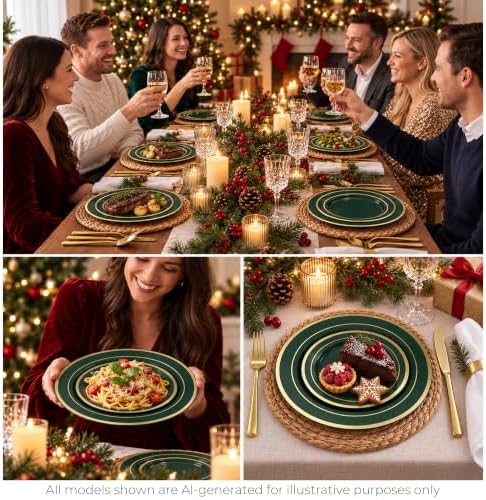 BESTVIP 100PCS Green with Gold Plastic Plate - Image 3