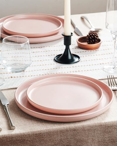 Famiware Milkyway 16-Piece Stoneware Dinnerware Set, Light Pink - Image 3