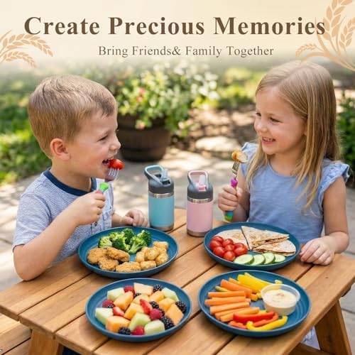 Deep Dinner Plate 8 Inch, Unbreakable Plastic Plates for Kids(Blue) - Image 6