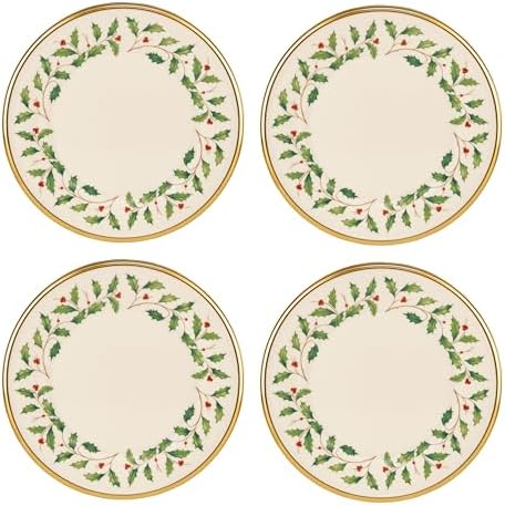 Lenox Holiday Porcelain Christmas Salad Plate Set for 4 by Lenox