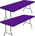 Spandex 4 Foot Rectangle Table Cloth 2 Pack, Elastic Fitted Tablecloths for Picnic, Stretch Washable Patio Table Cover for Outdoor, Camping, Banquet and Parties (Purple, 30"x48")