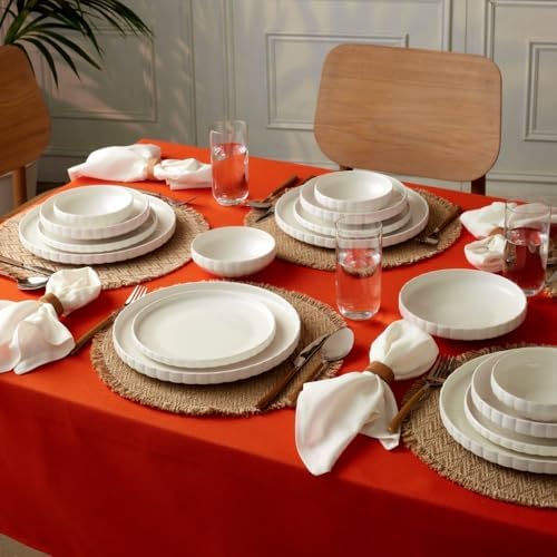 Karaca 24-Piece Bone China Pumpkin Dinnerware Set for 6, White Elegant Tableware, Plates and Bowls Set, Durable Fine China Dish Set for Everyday Use & Entertaining - Image 2