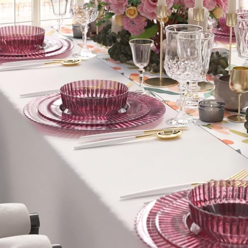 Exquisite 80 Piece Plastic Disposable Plates Set for 40 Guests I 40 X 9 Inch & 40 X 11 Inch Disposable Plastic Plates | Color: Mahagony | Great for Weddings Parties and Formal Occasions - Image 5
