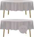 Fokitut 2 Pack Waterproof Round Tablecloth, 70 Inch, Stain Resistant and Wrinkle Polyester Table Cloth, Fabric Table Cover for Kitchen Dining, Wedding, Party, Holiday Dinner-Silver