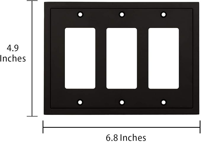 Henne Bery Modern Edge Decorative Wall Plate Switch Plate Outlet Cover, Durable Solid Zinc Alloy (Triple Decorator, Matte Black)
