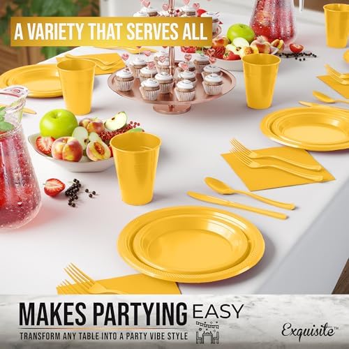 Exquisite 350 Pcs Yellow Plates and Napkins Party Supplies Plate Sets - Image 4