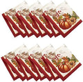 Elrene Home Fashions Swaying Leaves Bordered Fall Napkins, Seasonal Dinner Napkins for Formal or Everyday Use, 17" x 17", Set of 8 by ElreneHomeFashions
