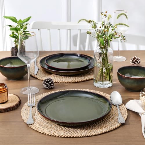 DOMICREVERY Ceramic Dinnerware Sets for 4, 12 Piece Plates and Bowls Sets - Image 4