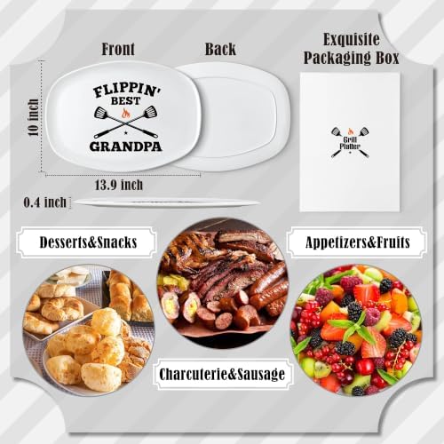 R HORSE Grandpa Grill Platter Gift, BBQ White Oval Melamine Serving Tray - Image 3