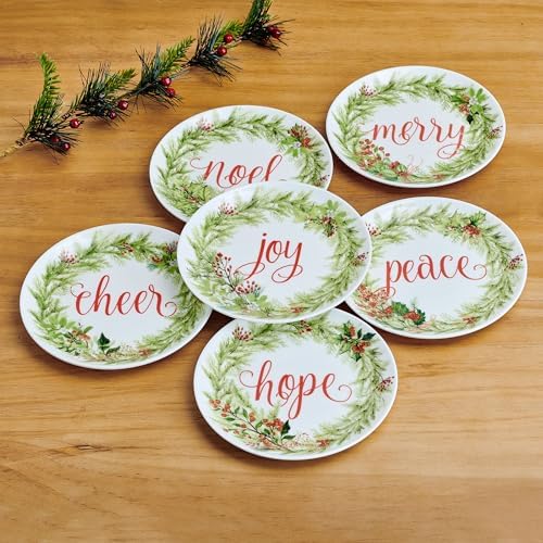 Mikasa Holiday Festive Garland Set of 6 Bone China Lightweight Chip Resistant Appetizer Plates Christmas Party Holiday Entertaining, 7 inch - Image 3