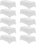 VidaFete Table Cloth 10 Pack 90 * 156inch Rectangle Tablecloth Polyester, Stain Wrinkle Resistant Polyester Dining Table Cover for Kitchen Dinning Party Wedding Rectangular Tabletop Decoration(White)