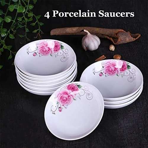4-Pack Flower Pattern Ceramic Saucer Dishes, 4-Inch Side Dishes for Sushi, Snack, and Seasoning - Image 4