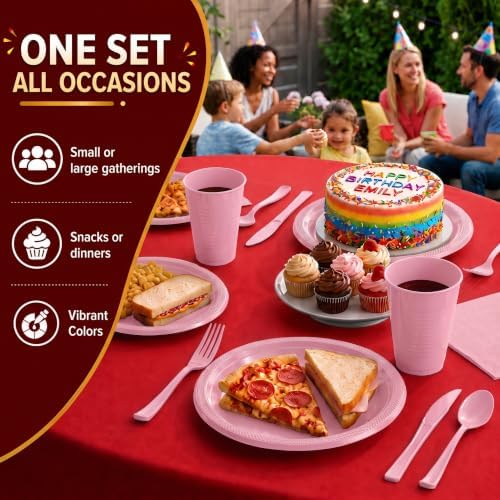 Exquisite 350 Pcs Pink Plates and Napkins Party Supplies Plate Sets - Image 6