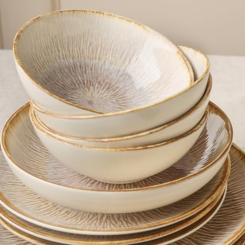 DOMICREVERY 24 pcs Ceramic dinnerware Set for 6, Bloom - Image 5