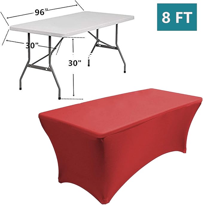 RELIANCER 2 Pack Stretch Spandex Table Covers for Rectangular Tables,8FT Elastic Fitted Tablecloth,Universal Rectangular Table Cloth Protector for Outdoor Party,Wedding,Bar,Birthday,Banquet,Events