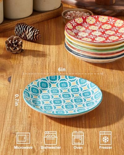 Metahom 6 Inch Ceramic Dessert Plates, Colorful Appetizer Plates Set of 6 - Image 2