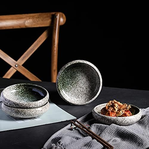 Uaral Salad Plate Appetizer Plate Stoneware Serving Dishes,Japanese Dish Set of 4,5.5 inch 14 oz (Emerald Green) - Image 2