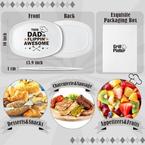 R HORSE Father Grill Platter Gift Dad BBQ Serving Tray Plate Dishes White Oval Serving Dishes Grandpa Daddy Christmas New Year Birthday Gift for Salads Desserts Charcuterie Outdoor Indoor Cooking - Image 3