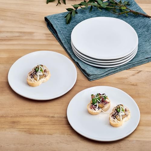 Fitz and Floyd Everyday Organic White Porcelain Appetizer Dessert Plates, Set of 6, 6 Inch - Image 7