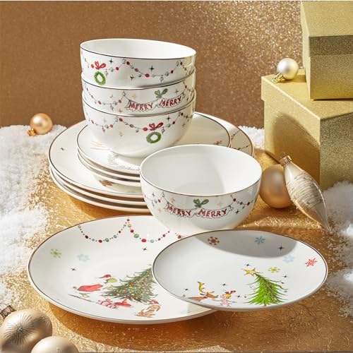 Lenox Merry Grinchmas Porcelain 12-Piece Christmas Dinnerware Set for 4 - Image 3