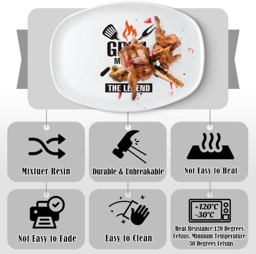 R HORSE Melamine Grill Platter Gift, BBQ White Oval Serving Tray Plate - Image 4