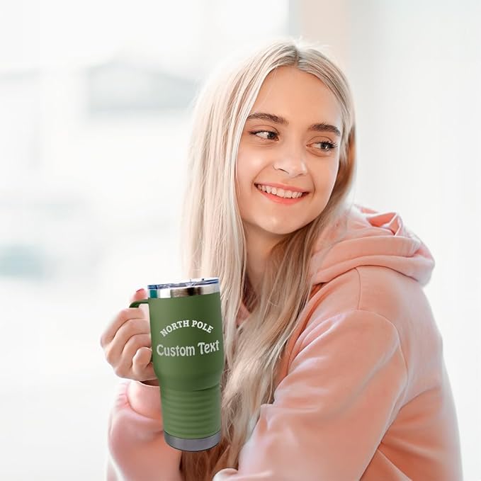 Custom Tumbler Cups with Straw North Pole Social Club Christmas Xmas Coffee Tumbler with Lid Personalized Insulated Travel Mugs Engraved Stainless-Steel 40 Oz Forest Green Personalized Text Here