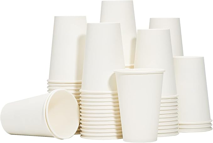 RACETOP Hot Paper Coffee Cups 12 oz [1000 Pack], Disposable Coffee Cups 12 oz, Upgraded Weight Of Paper, White