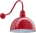 Steel Lighting Co. Hollywood Bowl Light | Outdoor Wall Mounted | 15 inch Bowl Dome | 23 inch Gooseneck | Barn Light Made in America | Red Exterior/White Interior