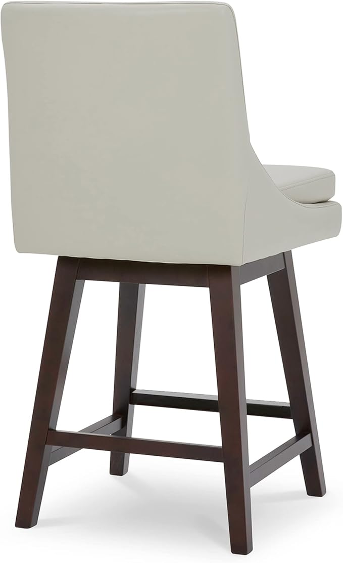 CHITA Counter Height Swivel Bar Stools Set of 3, FSC Certified Upholstered Faux Leather Barstool Chairs with Back, 26.8" H Seat Height, PU Leather in Creamy Grey