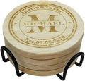 Personalized Wooden Coasters for Drinks - Custom Engraved, Monogram, Great Gifts for Relatives, Friends or Yourself (M, Set of 4)