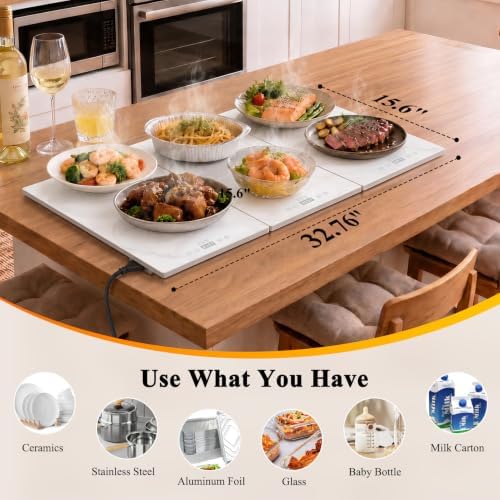 FYY Electric Warming Tray - 3-Panel Food Warmers for Parties Buffet Marble - Image 6