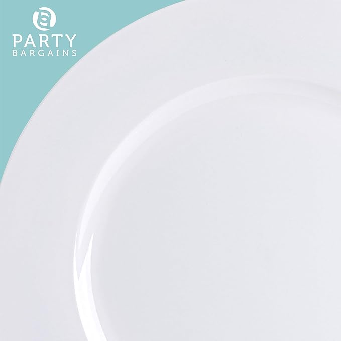 PARTY BARGAINS 13-Inch Charger Plates - 4 Pack, White, Heavy-Duty Disposable Chargers for Elegant Dining - Ideal for Weddings and Formal Events