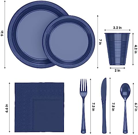 Exquisite 350 Pcs Navy Plates and Napkins Party Supplies Plate Sets - Image 2