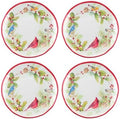 UP UPware Winter Birds Melamine Round Dessert Plates, Small Serving Plates, Christmas Decorations, for Appetizer, Snacks, and Side Dishes, Red, 6 Inch, Set of 4 by UPware