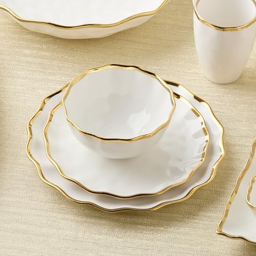 Regency Gold 9-Inch Porcelain Salad Plates – Set of 4 Luxurious Gold-Edged Plates – Stylish, Durable Tableware for Serving Fresh Salads, Appetizers & Desserts - Image 7