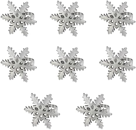 COTTON CRAFT Snowflake Napkin Rings - Set of 8 Silver Christmas Napkin Ring by COTTONCRAFT