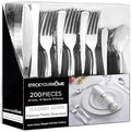 Silver Plastic Silverware Set (200-Pack) – Disposable Heavy Duty Cutlery, 67 Forks, 67 Knives, 67 Spoons for Parties, Weddings, Dinners & Holidays, Stock Your Home by StockYourHome